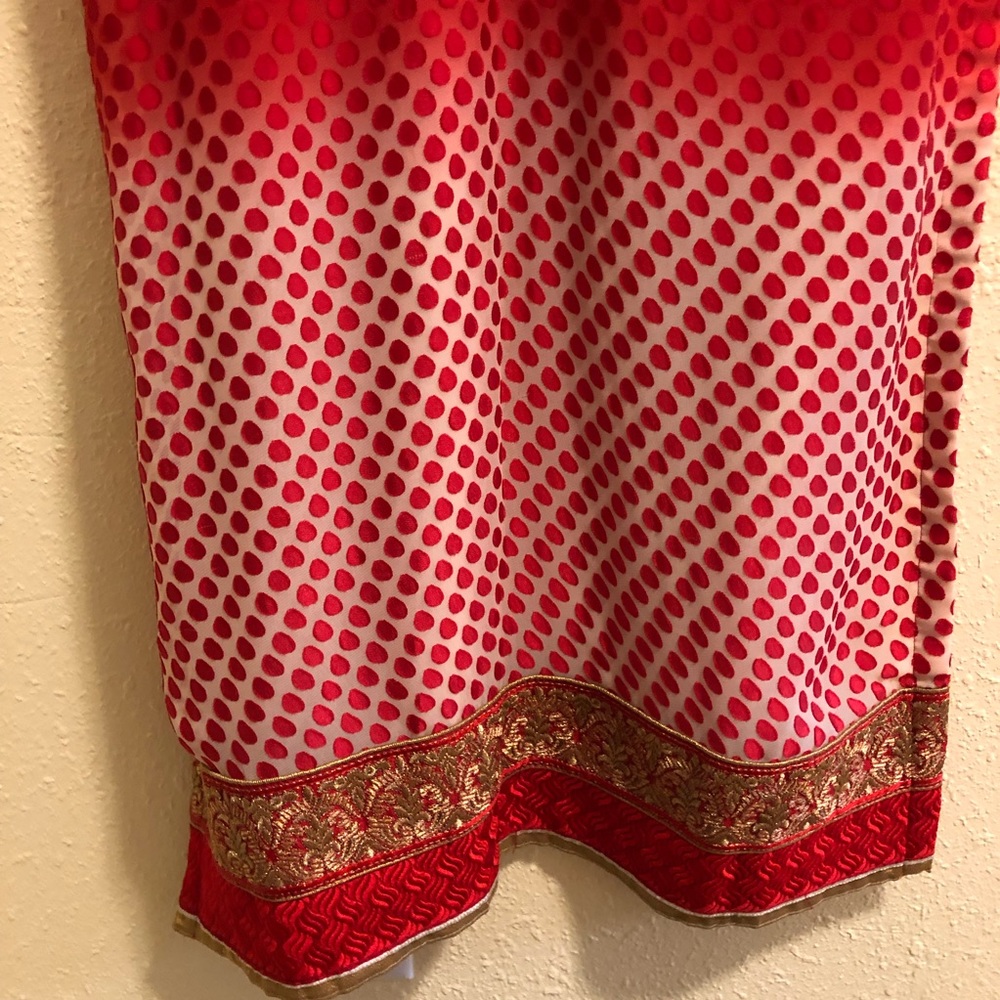 Indian/Pakistani saree/sari Dress and Shawl Small Red embroidered - Picture 4 of 7